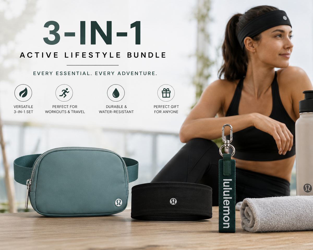 Lululemon Belt Bag 1L Tidewater Teal + Keychain Dark Green & Black Headband