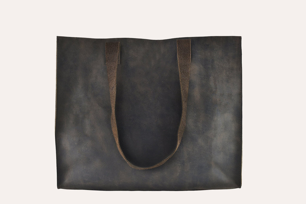 Kiko Leather Raw Edge Genuine Leather Tote Bag – Handcrafted Everyday Carry Carryall Shoulder Bag for Women