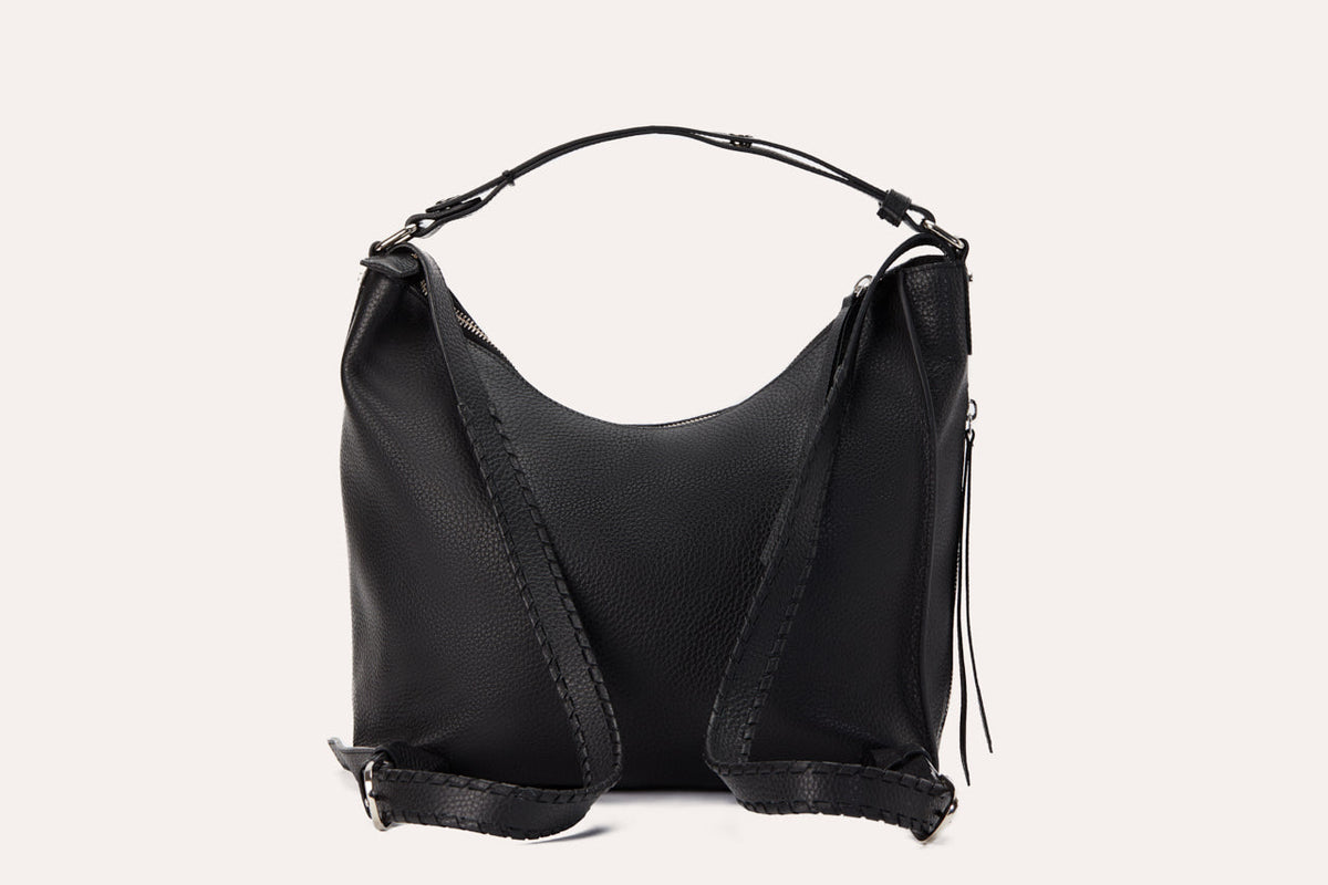 Kiko Leather Convertible Hobo Shoulder Bag & Backpack – Genuine Pebble Leather Purse