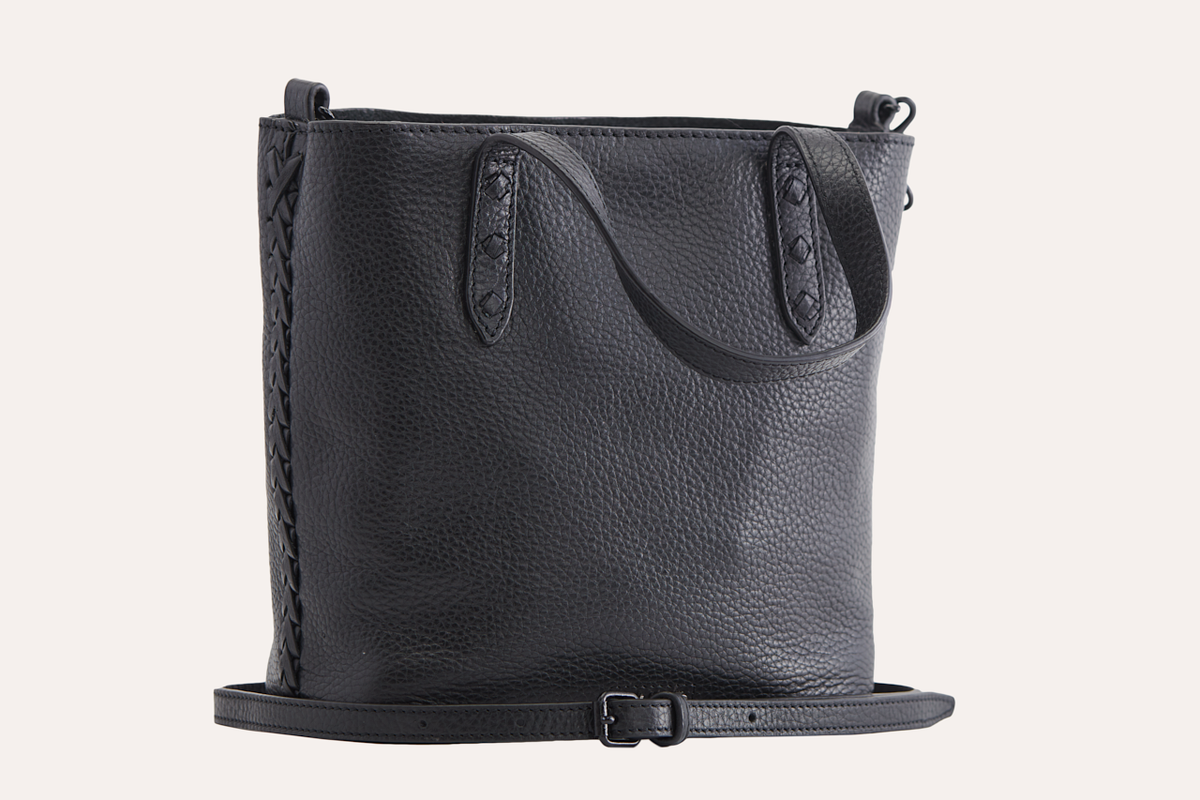 Kiko Leather - Side Weaved Pebbled Leather Convertible Tote & Crossbody-4