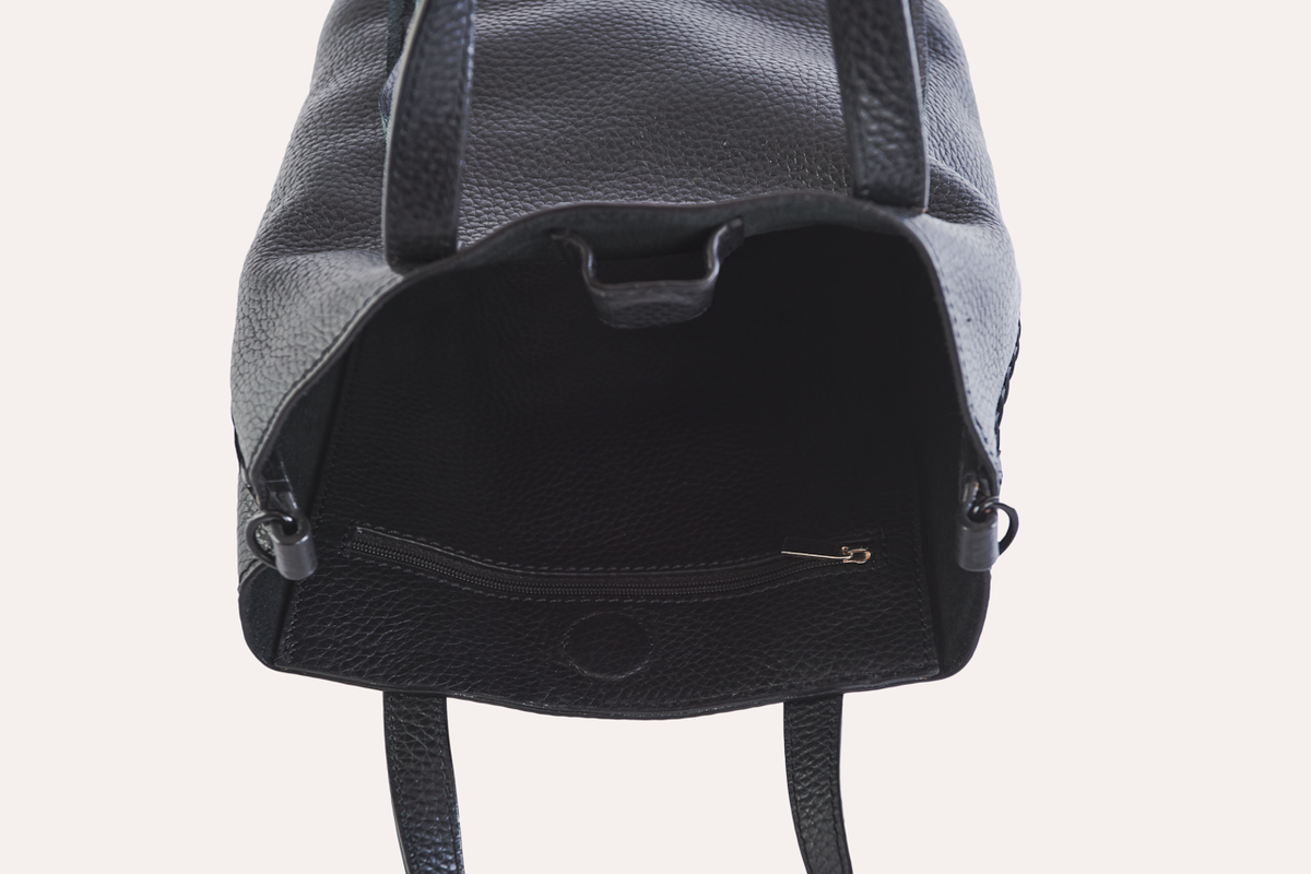 Kiko Leather - Side Weaved Pebbled Leather Convertible Tote & Crossbody-2
