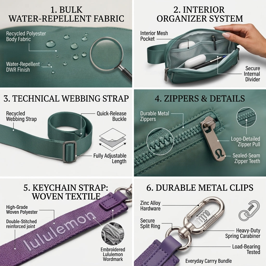 Lululemon Everywhere Belt Bag 1L - Tidewater Teal + Keychain - Deep Purple
