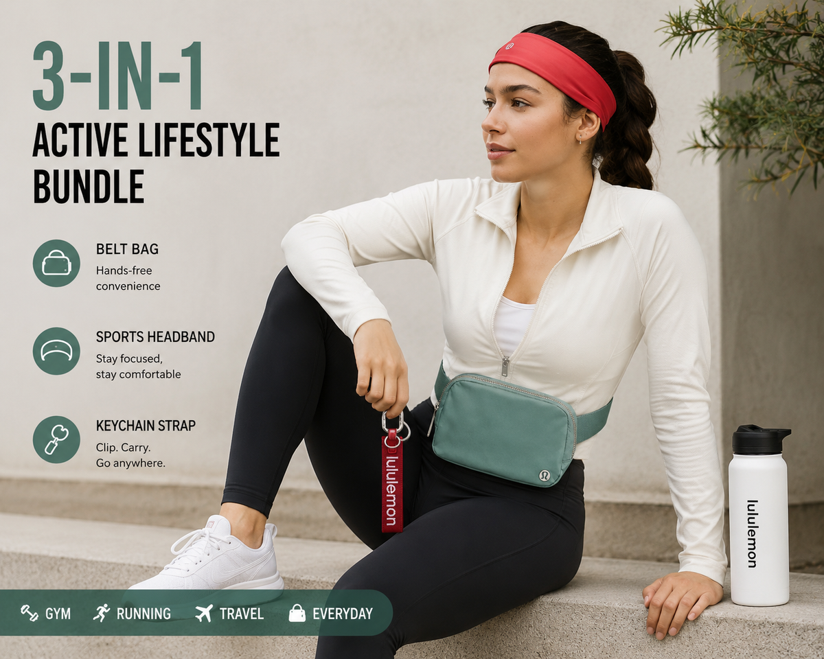 Lululemon Accessory Set Belt Bag + Keychain & Headband