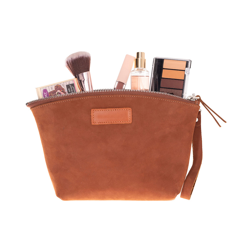 Avondale Premium Genuine Leather Travel Makeup Bag & Dopp Kit – Multi-Functional Cosmetic Organizer for Men & Women