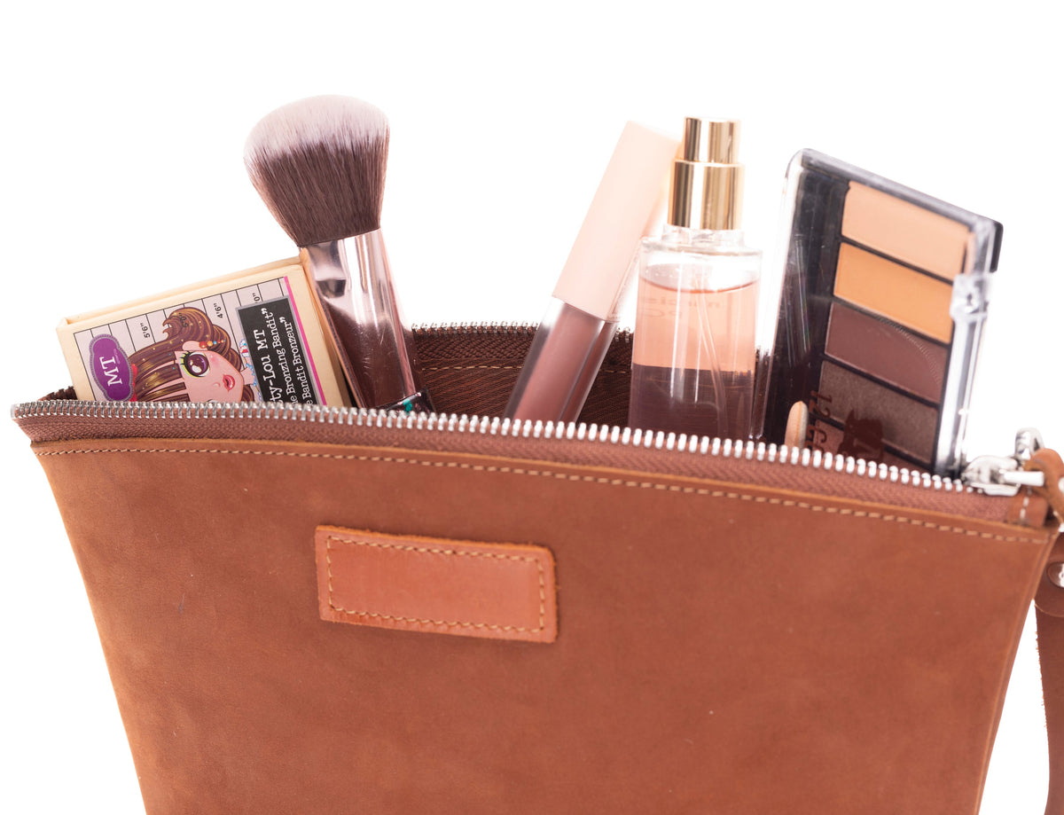 Avondale Premium Genuine Leather Travel Makeup Bag & Dopp Kit – Multi-Functional Cosmetic Organizer for Men & Women