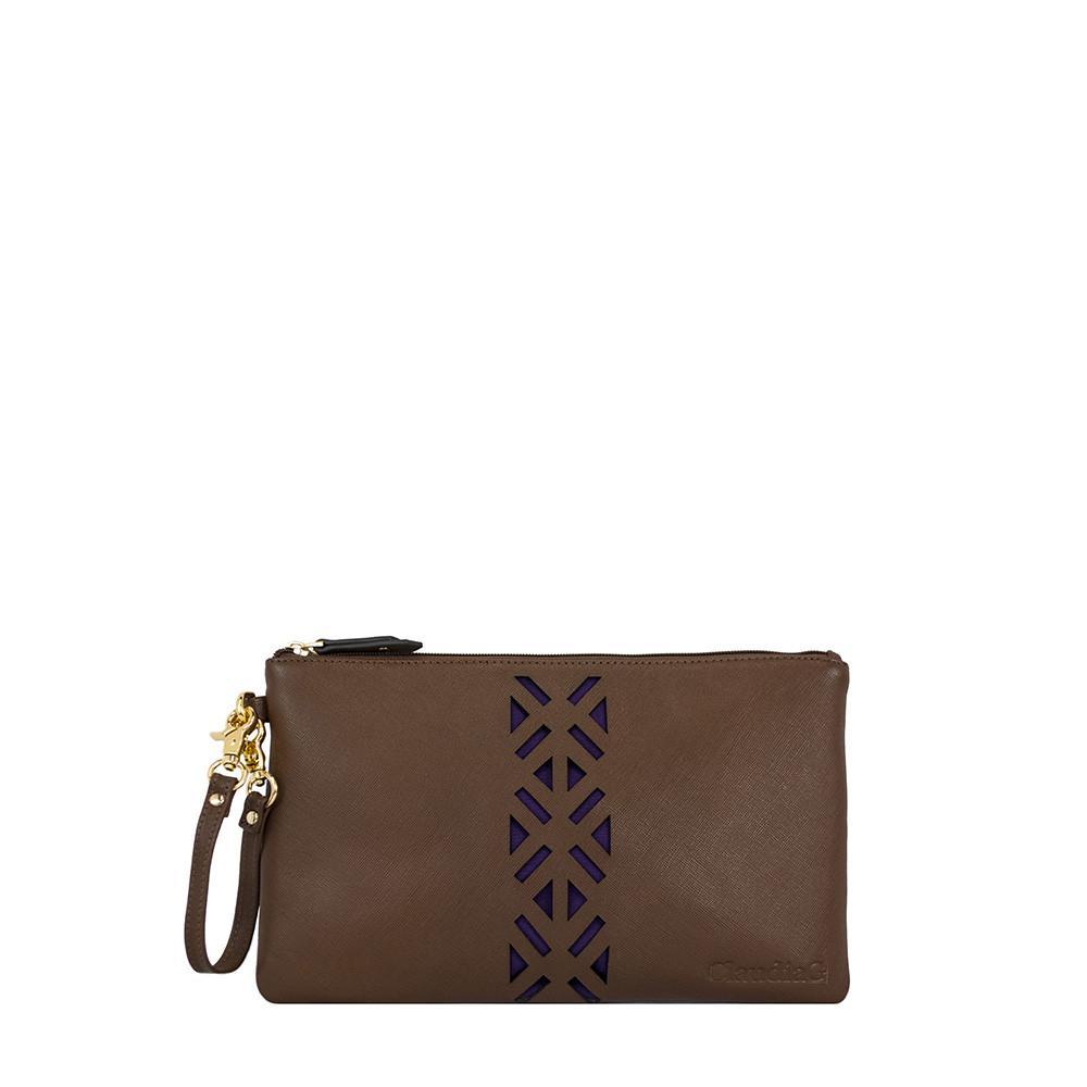 ClaudiaG - Genuine Leather Wristlet Clutch & Travel Pouch - Sienna