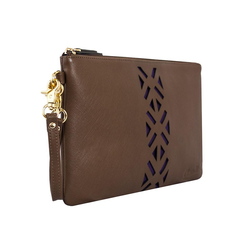 ClaudiaG - Genuine Leather Wristlet Clutch & Travel Pouch - Sienna